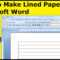 How To Make Lined Paper With Microsoft Word Throughout Microsoft Word Lined Paper Template