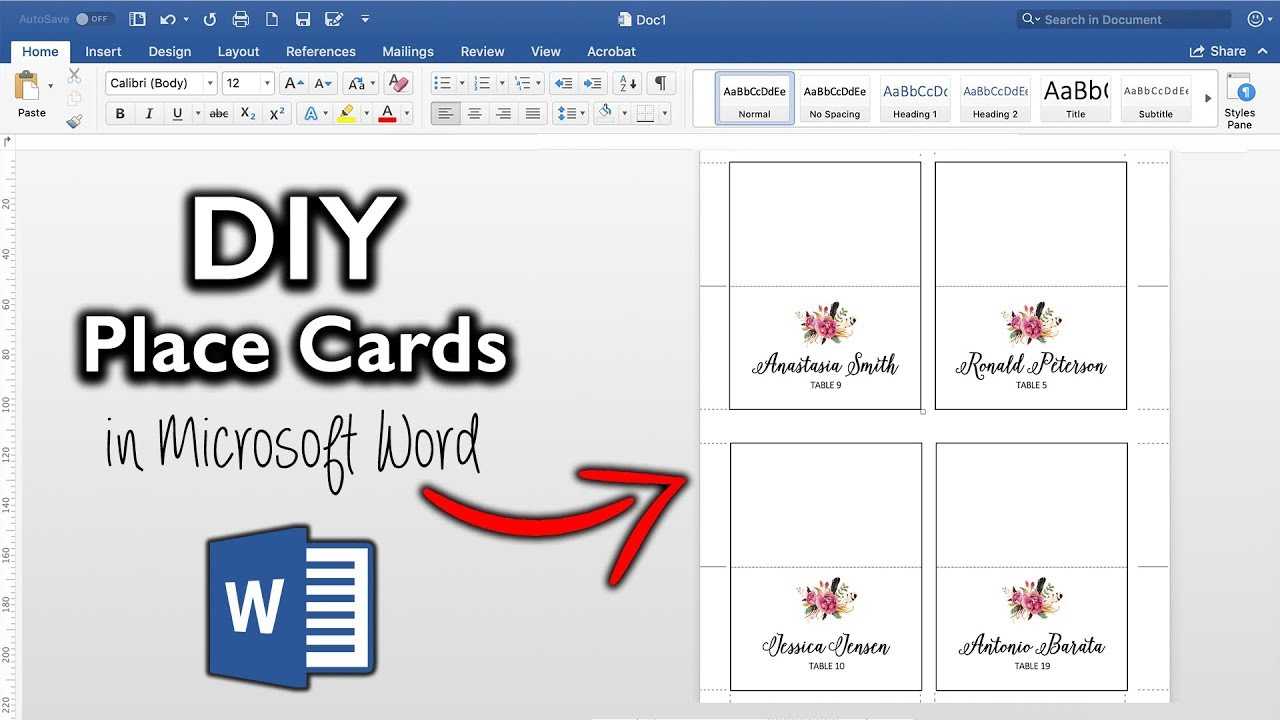 How To Make Place Cards In Microsoft Word | Diy Table Cards With Template With Microsoft Word Place Card Template