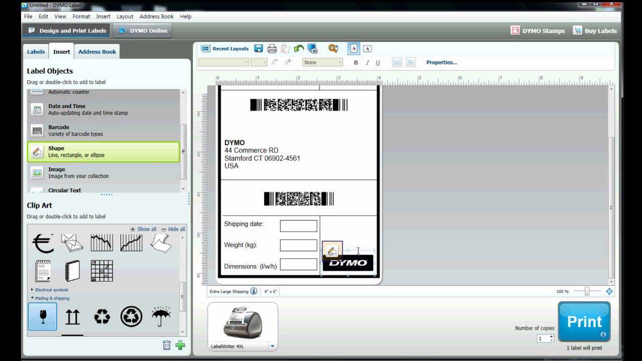 How To Use Print A Large Shipping Label On The Dymo Labelwriter 4Xl? For Dymo Label Templates For Word