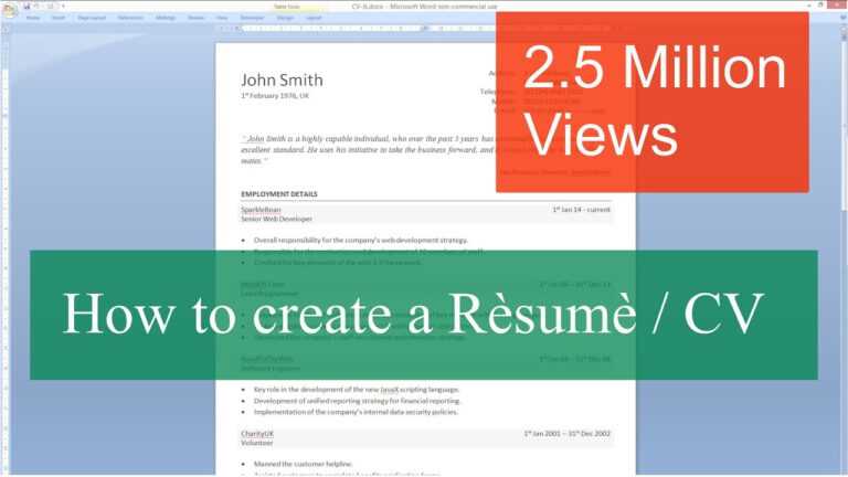 How To Write A Resume / Cv With Microsoft Word with How To Make A Cv ...