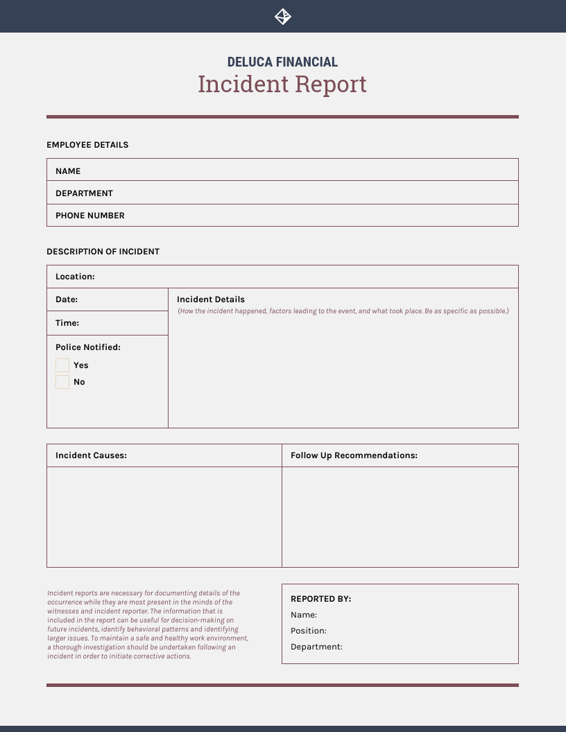 How To Write An Effective Incident Report [Templates] – Venngage Intended For Incident Report Log Template