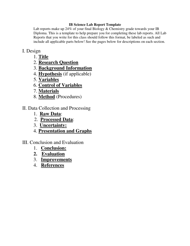 Ib Biology Lab Report Template For Lab Report Conclusion Template