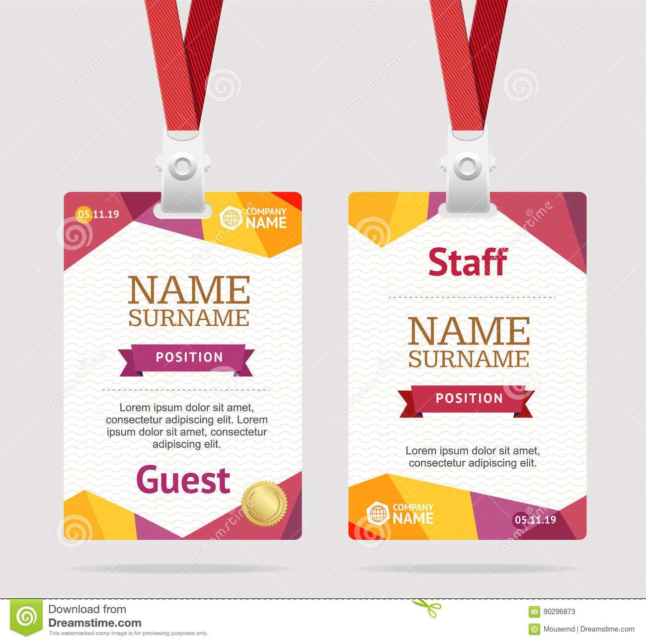 Id Card Template Plastic Badge. Vector Stock Vector Intended For Id Badge Template Word