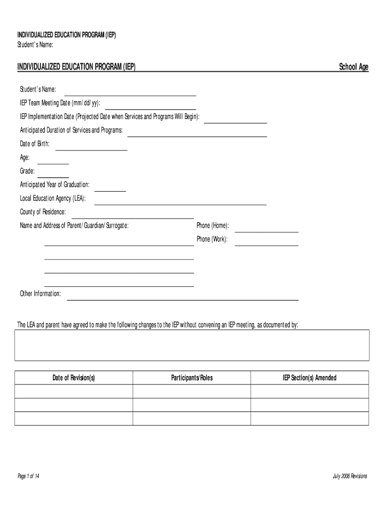 Iep Template – Fill Online, Printable, Fillable, Blank Inside Blank Iep Template