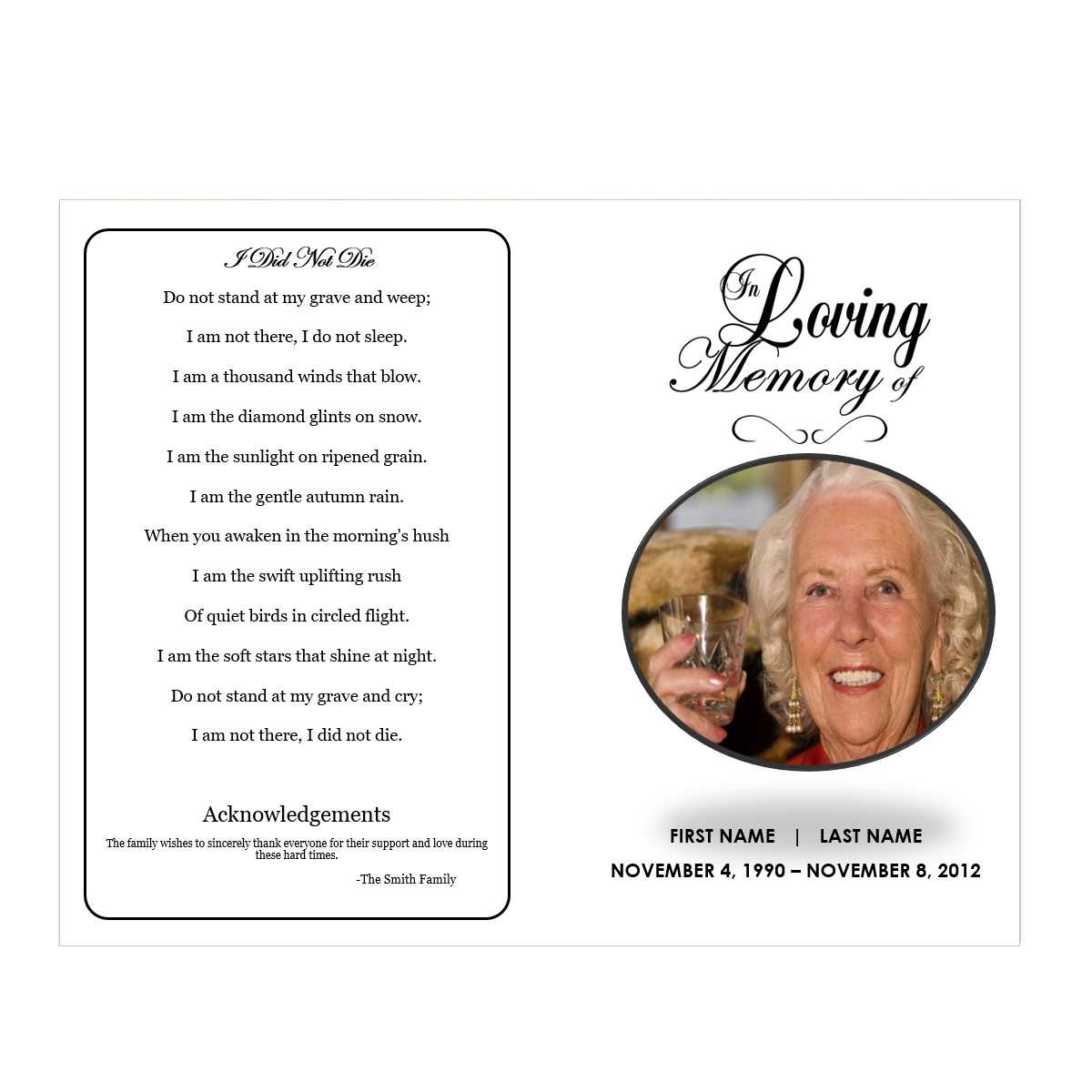 In Loving Memory With Regard To Free Obituary Template For Microsoft Word