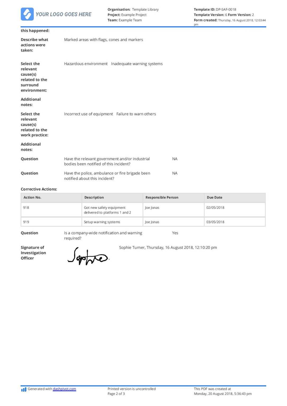 Incident Investigation Report Sample (And What Else You Need In Sample ...