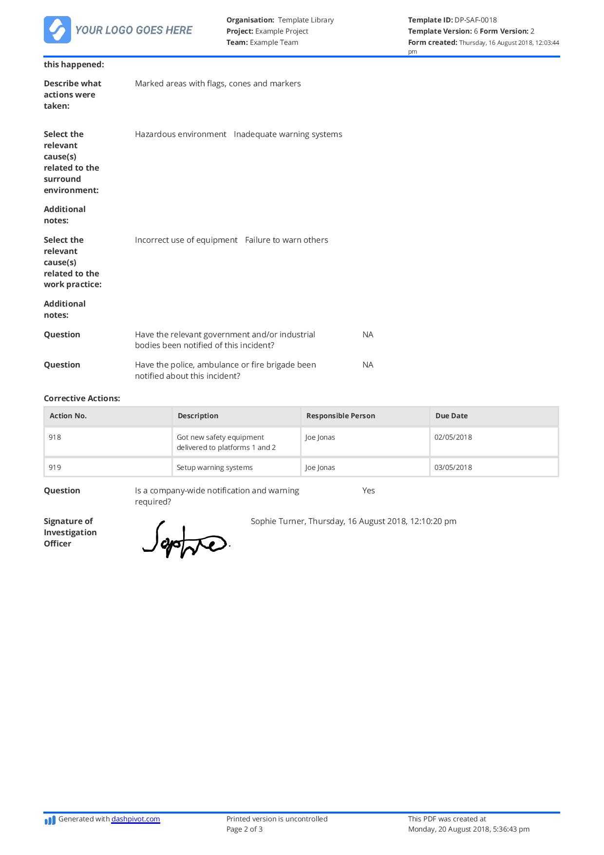 Incident Investigation Report Sample (And What Else You Need in Sample ...