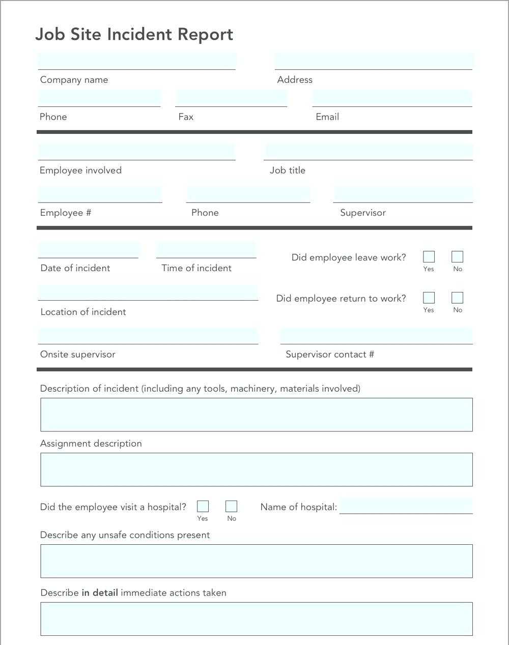 Incident Report Form Template Free Download – Vmarques With Regard To Site Visit Report Template Free Download
