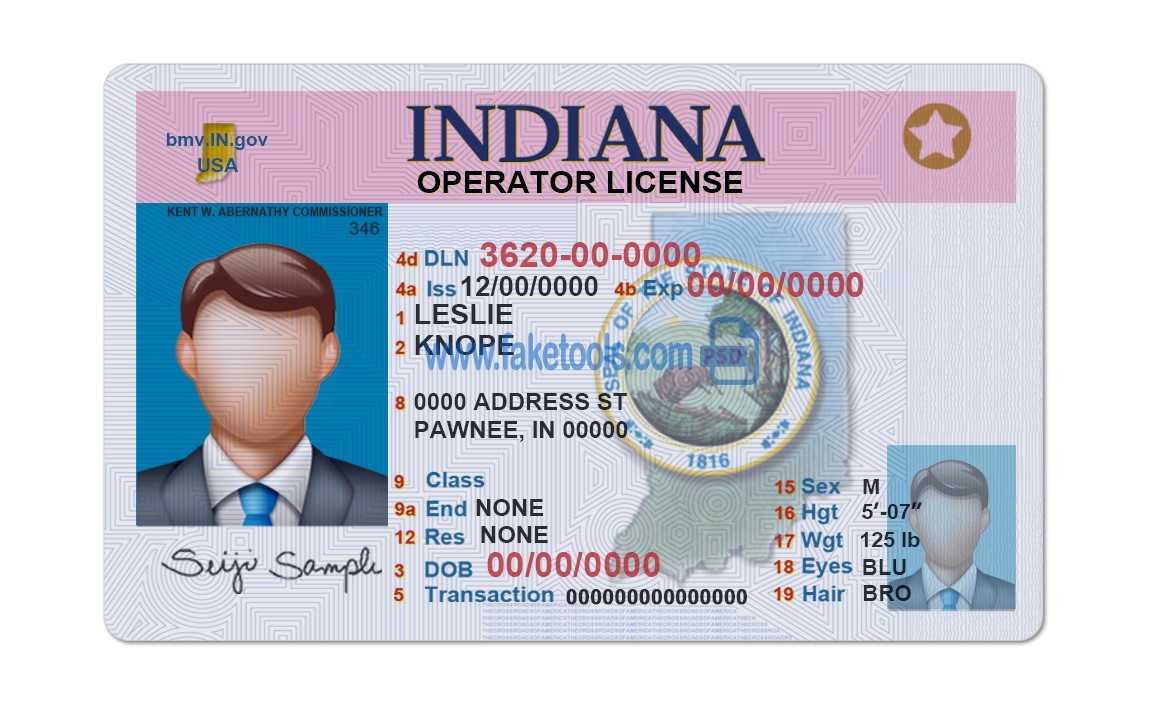 Indiana Driver License Psd Template Pertaining To Blank Drivers License Template