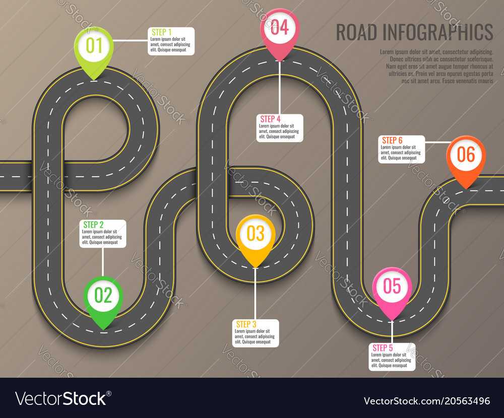 Infographics Template With Road Map Using Pointers Pertaining To Blank Road Map Template
