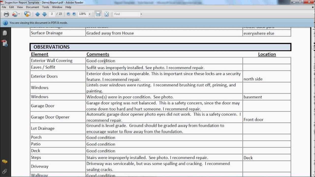 Inspection Report Template – Final Report – Youtube Inside Drainage Report Template