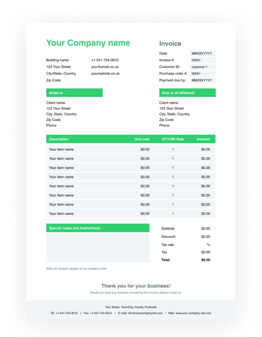 Invoice Template For Word – Free Download – Transferwise Within Free Printable Invoice Template Microsoft Word