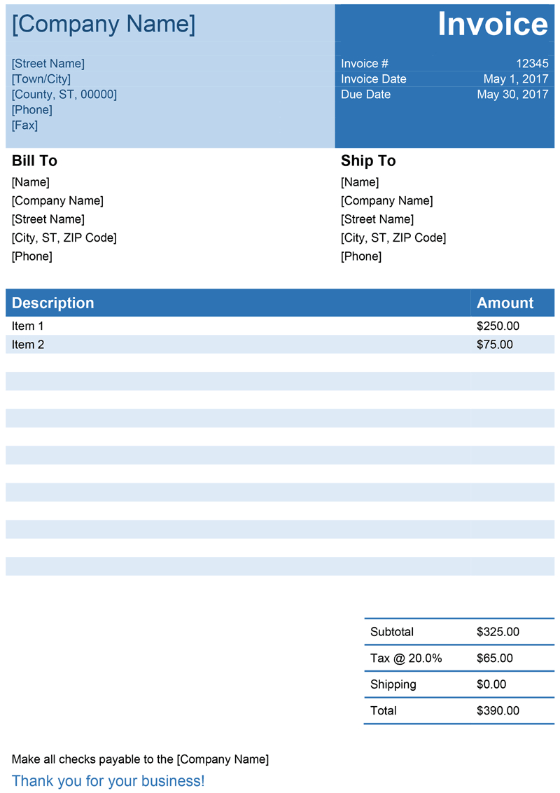 Invoice Template For Word - Free Simple Invoice Pertaining To Free Invoice Template Word Mac