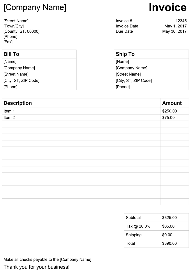 Invoice Template For Word – Free Simple Invoice Within Microsoft Office Word Invoice Template