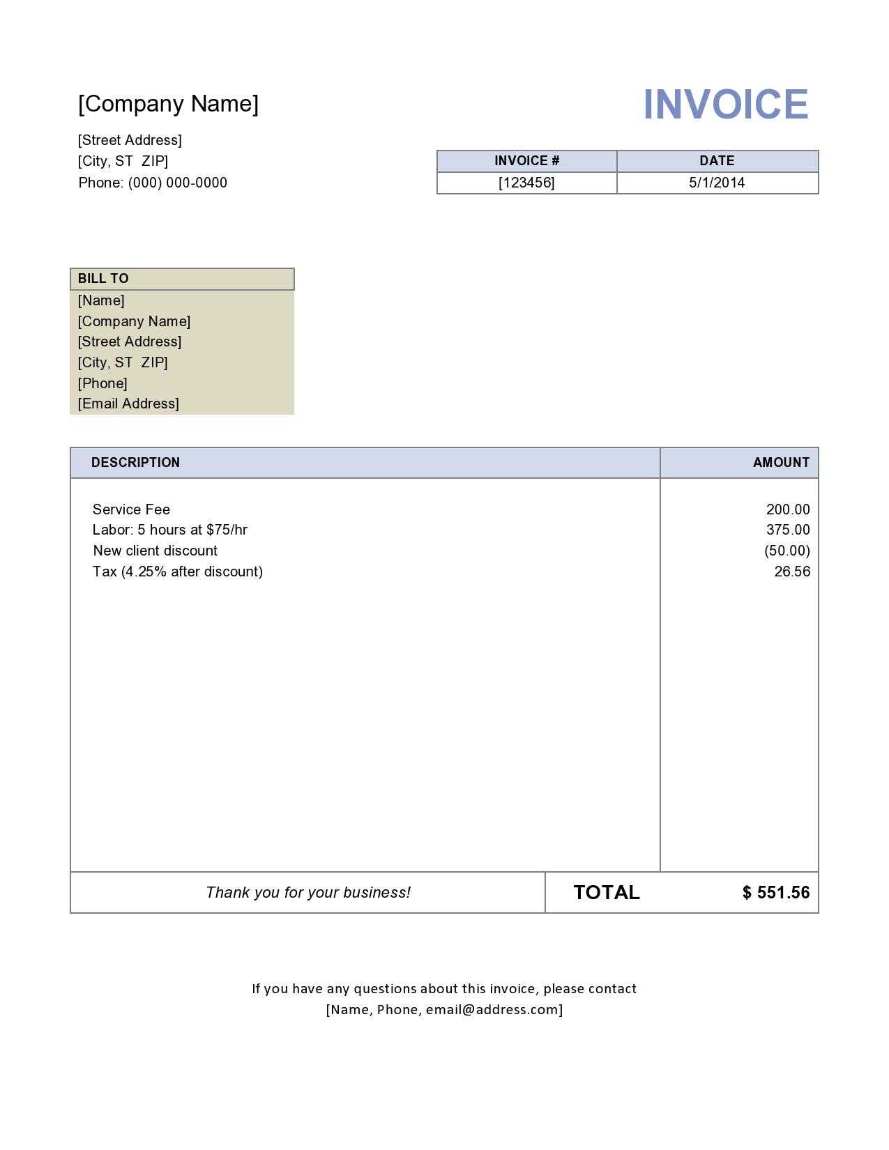 Invoice Template Free | Small Business Invoice Template Regarding Free Invoice Template Word Mac