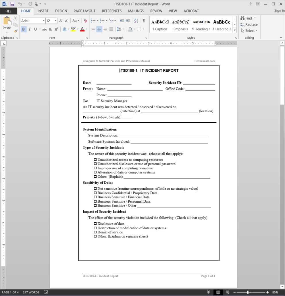 It Incident Report Template | Itsd108 1 With Incident Report Template Microsoft