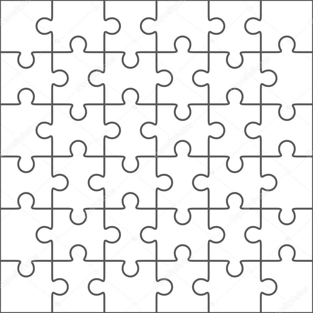 Jigsaw Puzzle Blank Template, 36 Pieces — Stock Vector Regarding Blank Jigsaw Piece Template