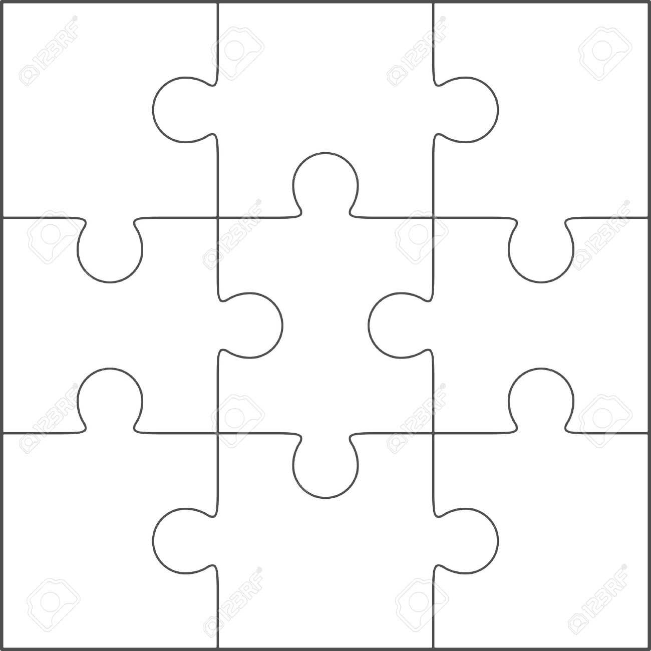 Jigsaw Puzzle Vector, Blank Simple Template 3X3 Pertaining To Blank Jigsaw Piece Template