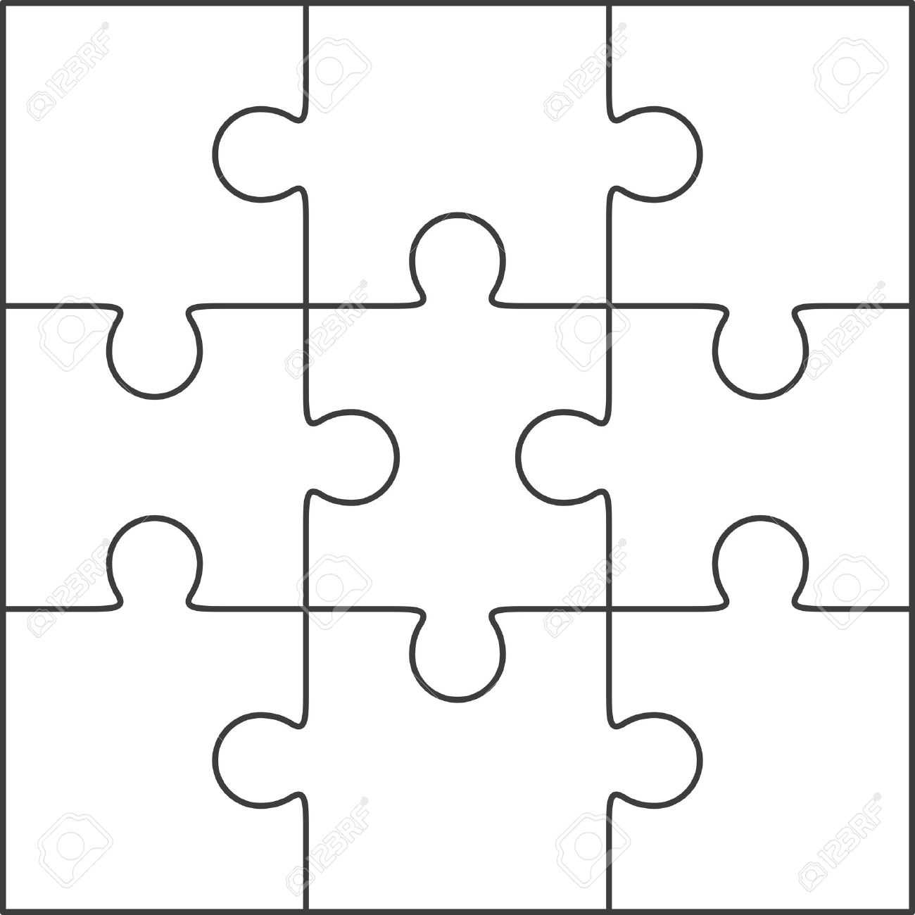 Jigsaw Puzzle Vector, Blank Simple Template 3X3 Throughout Blank Jigsaw Piece Template