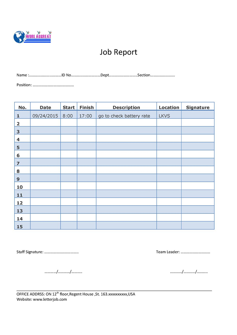 Jop Tips | 工作技巧 | 작업 팁: Daily Job Report Template Inside Daily Work Report Template
