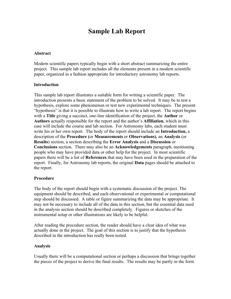 Lab Report Example – Dalep.midnightpig.co Regarding Science Lab Report Template