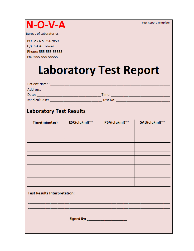 Laboratory Test Report Template In Patient Report Form Template Download