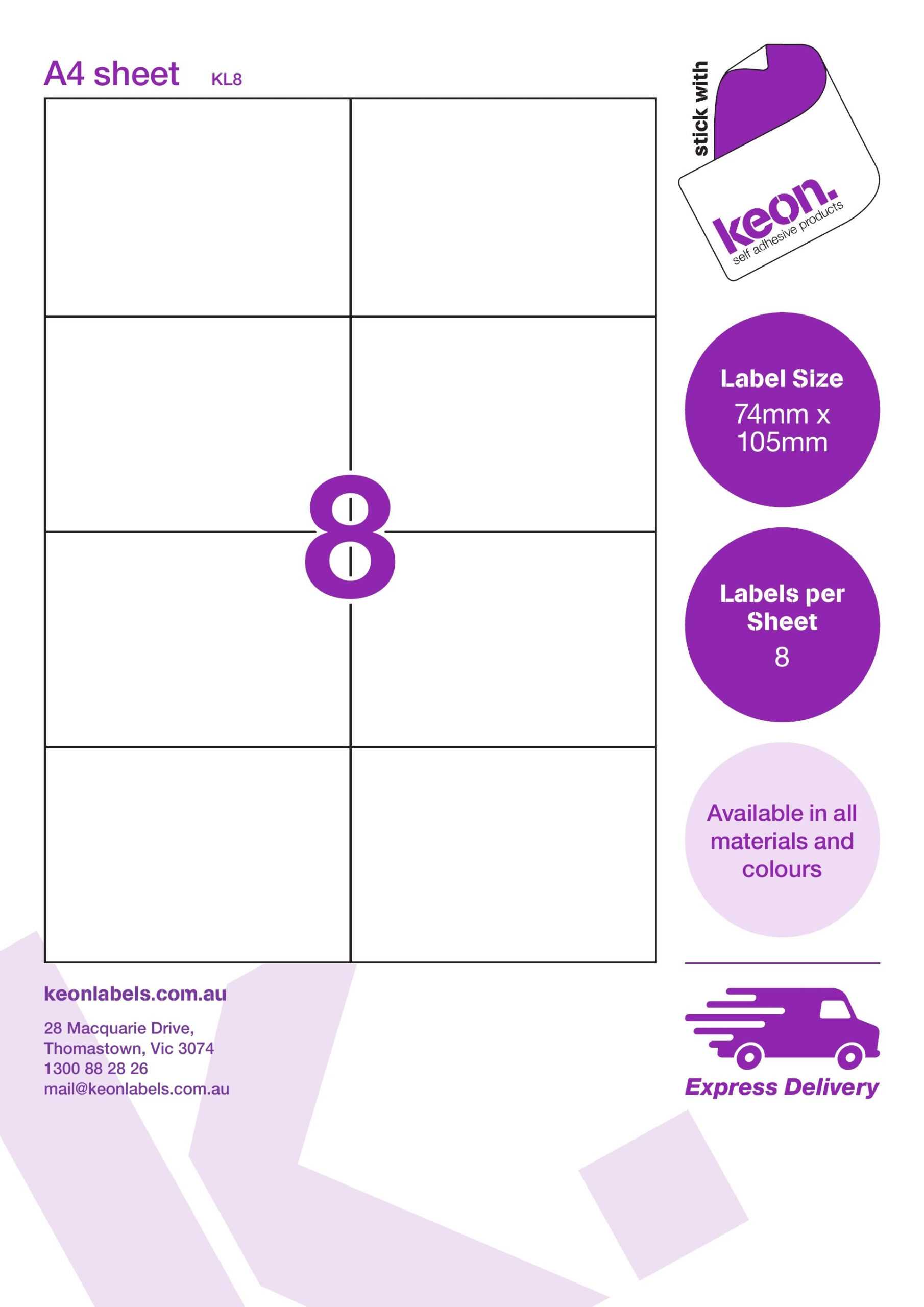 Laser & Inkjet Printer Labels 8 Per Page 500 Sheets Per Box R63 For 8 Labels Per Sheet Template Word