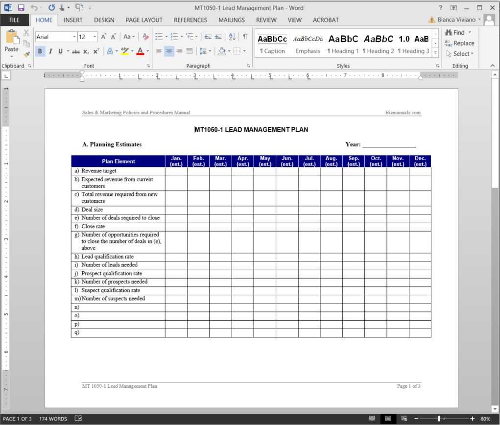 Lead Management Plan Template | Mt1050 1 Intended For Sales Lead Report Template