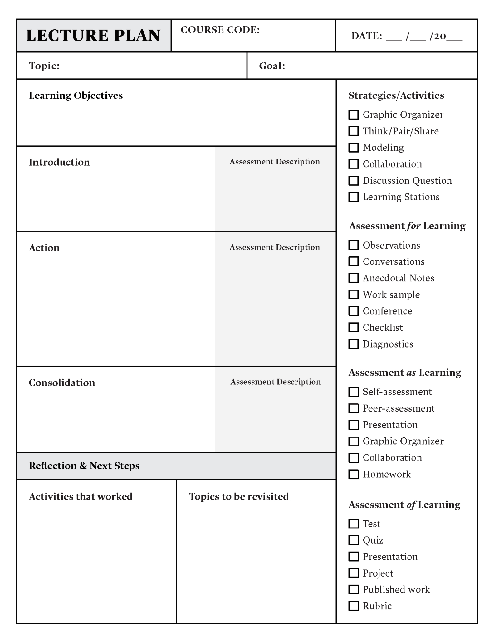 Lesson Plan Template Download In Word Or Pdf | Top Hat in Teacher Plan ...