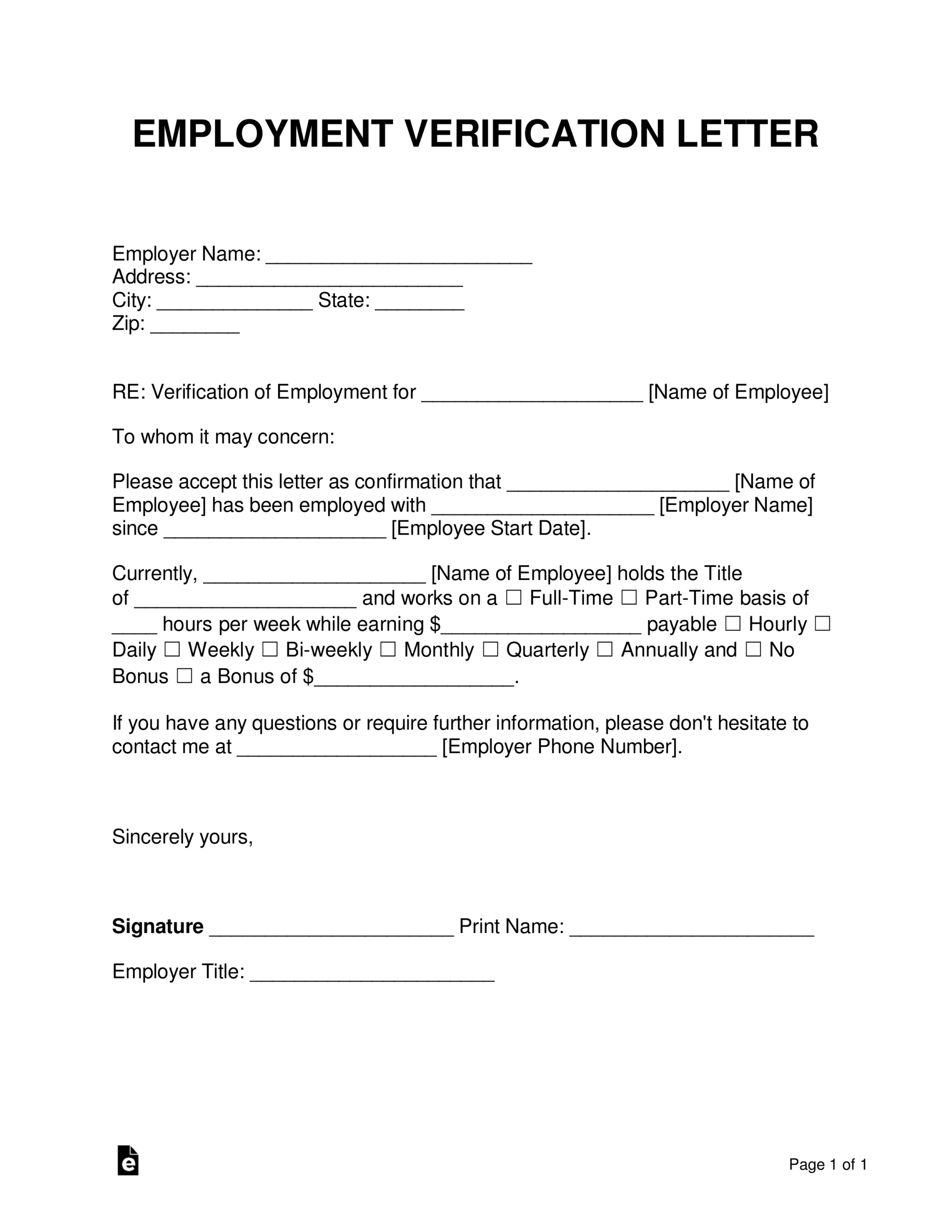 Letter Of Employment Verification From Employer - Calep For Employment Verification Letter Template Word