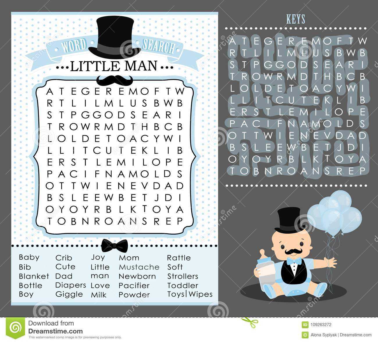 Little Man Party Game First Birthday, Baby Shower Word With Blank Word Search Template Free