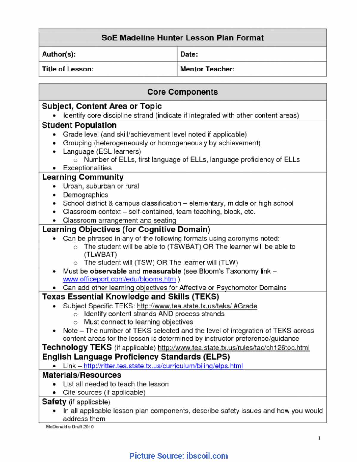 Madeline Hunter Lesson Plan Template Twiroo Com | Lesso Intended For Madeline Hunter Lesson Plan Template Word