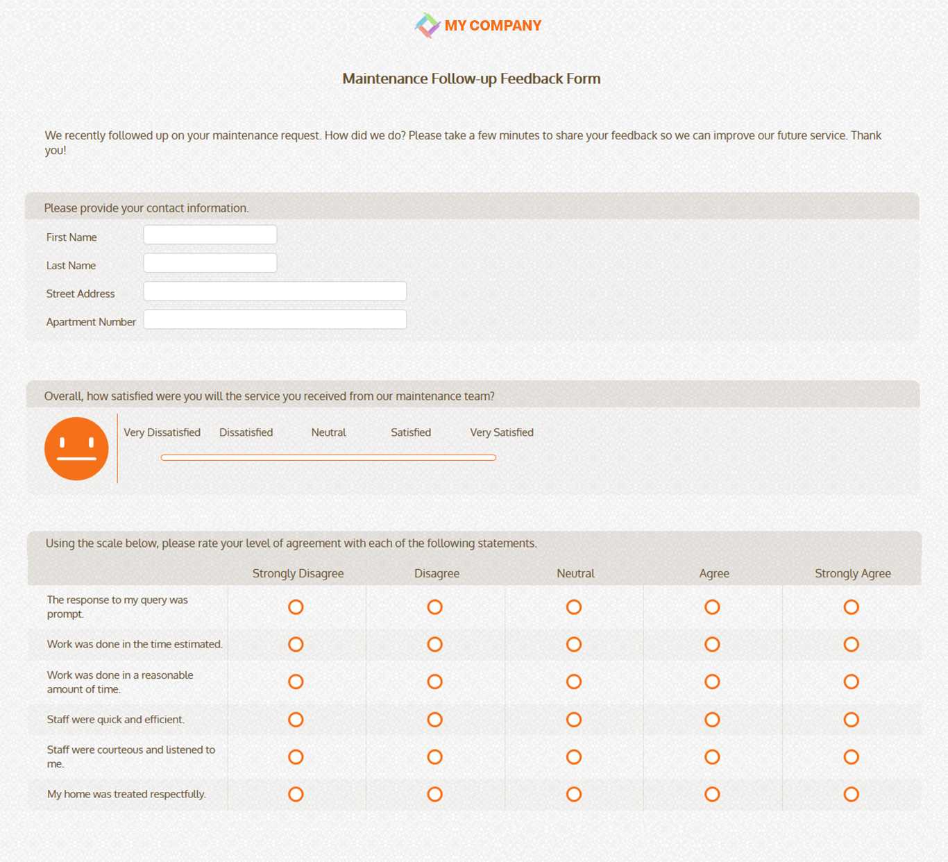 Maintenance Follow Up Feedback Form Template & Questions Intended For Poll Template For Word