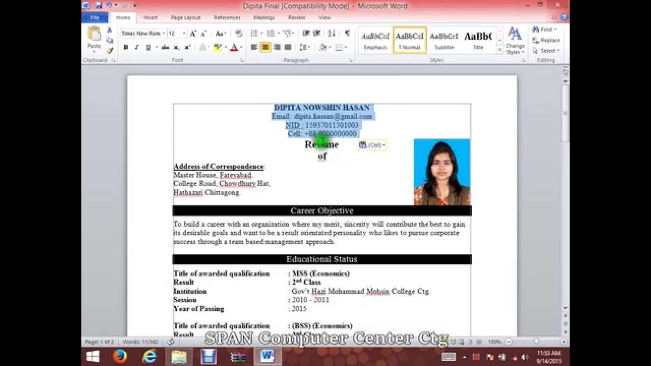 Make Cv In Word – Dalep.midnightpig.co Within How To Create A Cv Template In Word