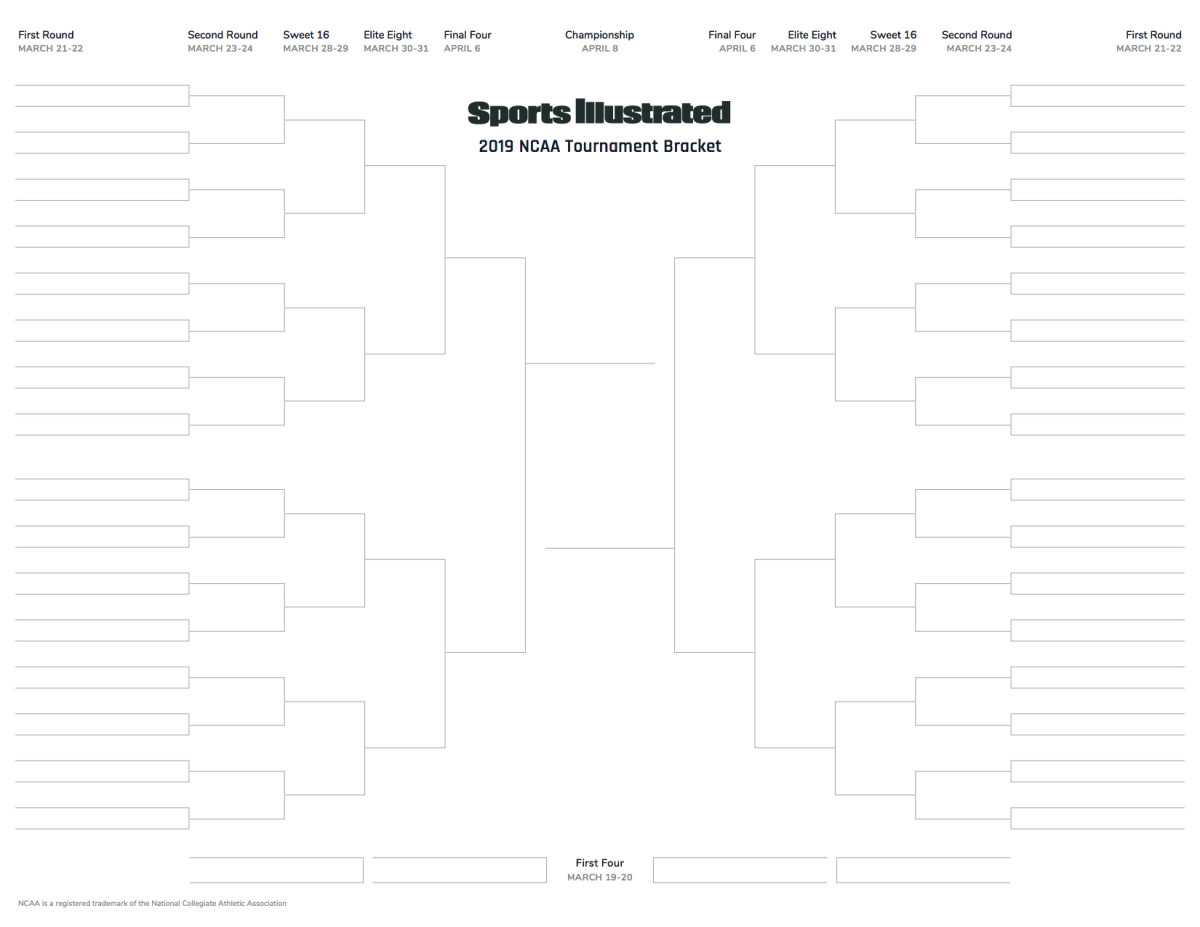 March Madness 2019 Printable Blank Bracket For Ncaa With Blank Ncaa Bracket Template