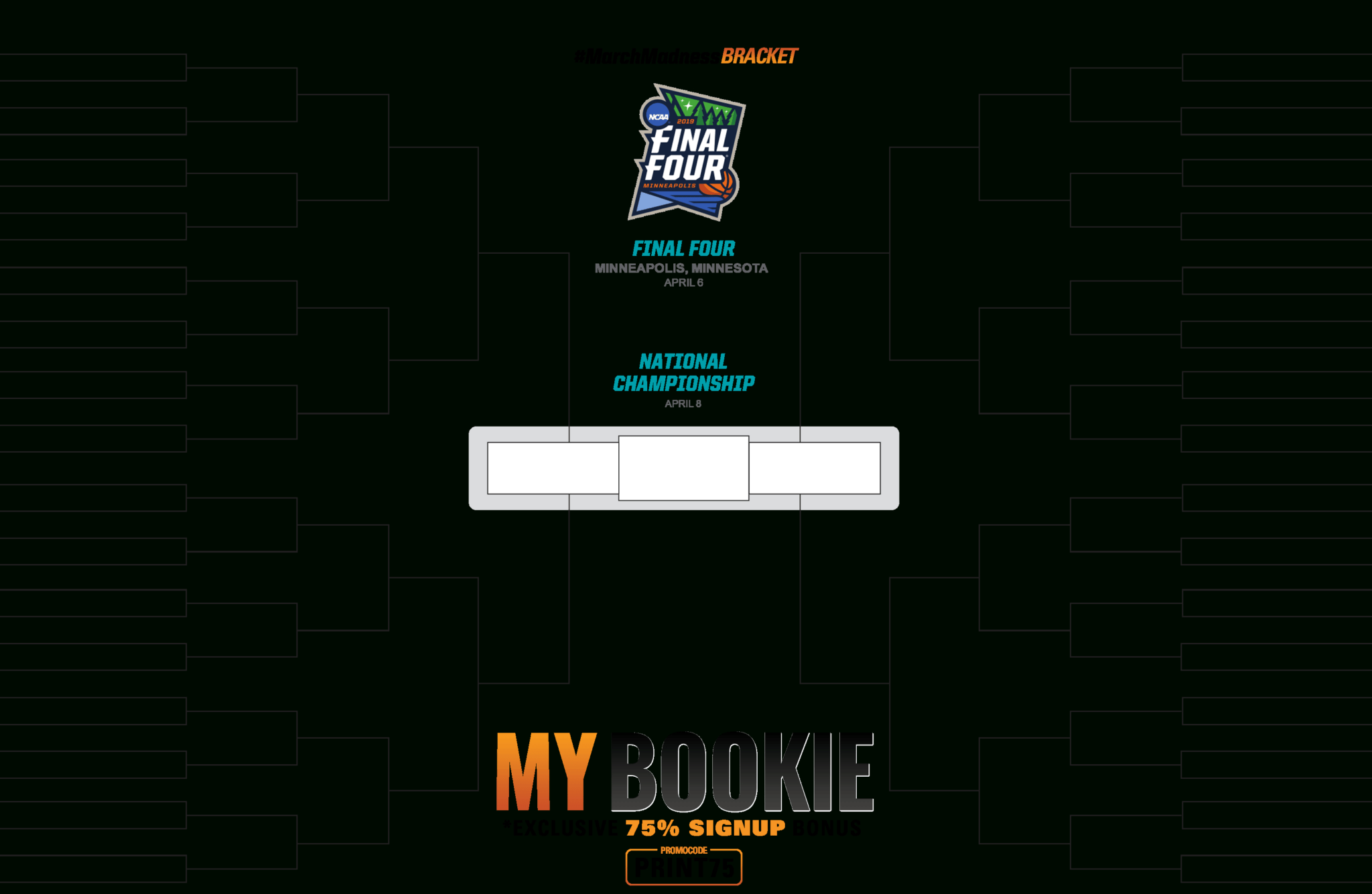 March Madness Bracket 2019 Printable, Fillable Tournament within Blank ...