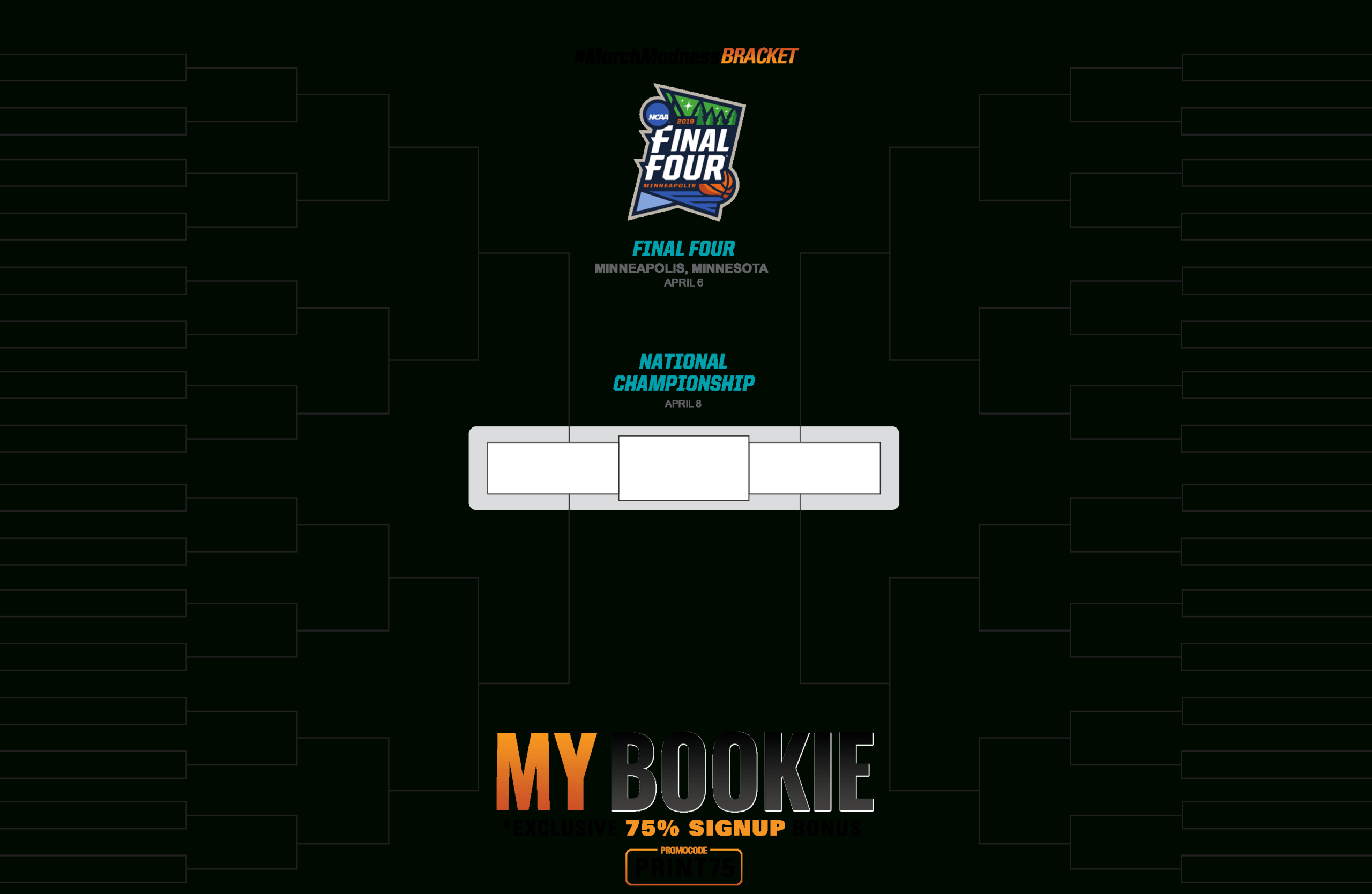 March Madness Bracket 2019 Printable, Fillable Tournament Within Blank March Madness Bracket Template