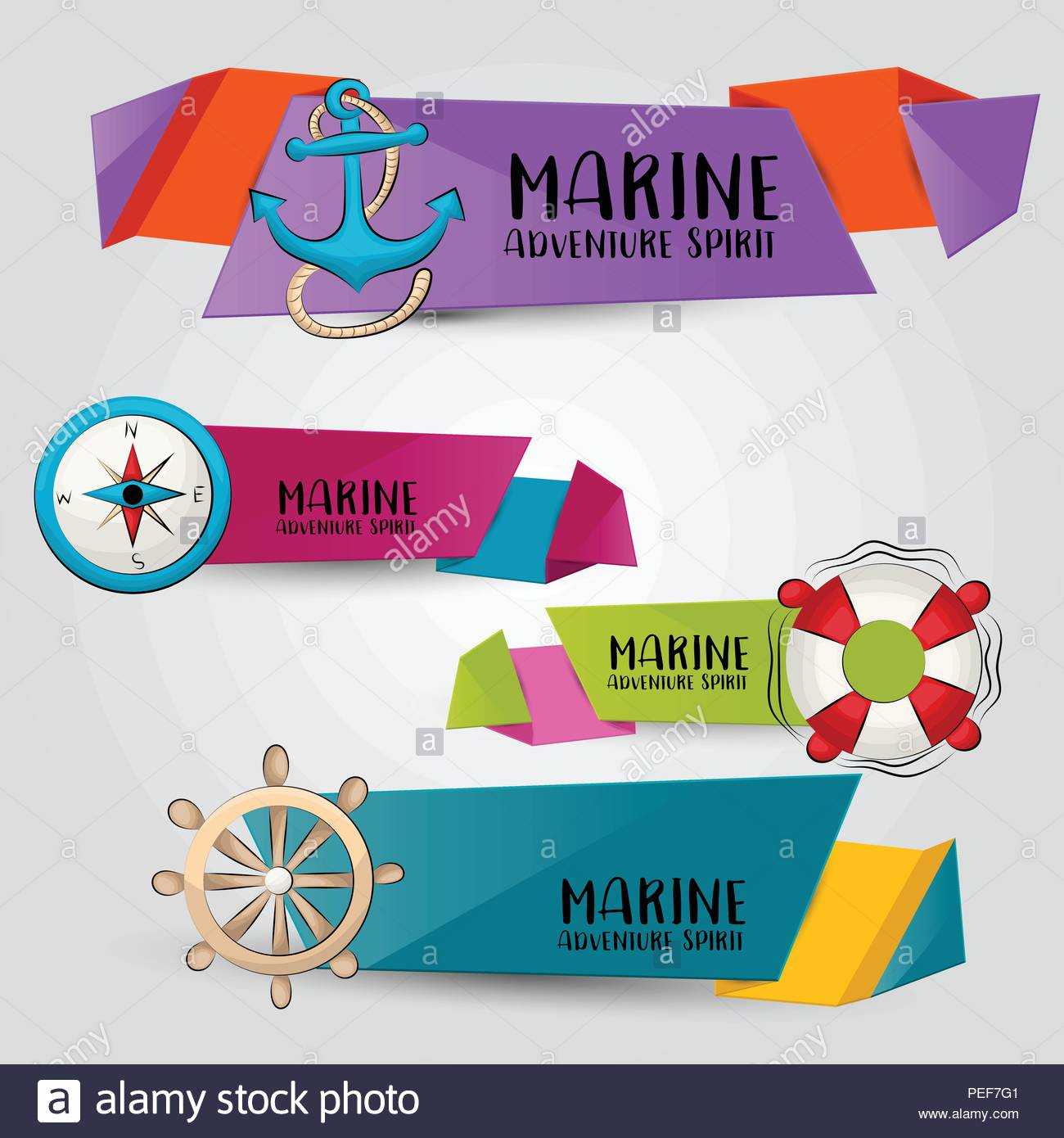 Marine Nautical Travel Concept. Horizontal Banner Template With Nautical Banner Template