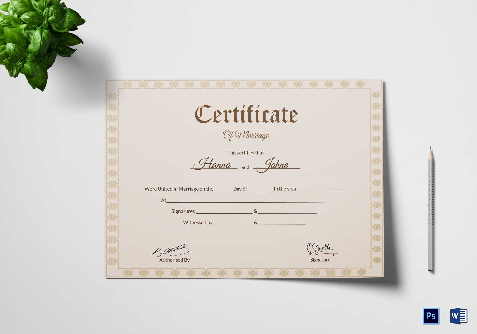 Marriage Certificate Design – Yeppe.digitalfuturesconsortium In Blank Marriage Certificate Template