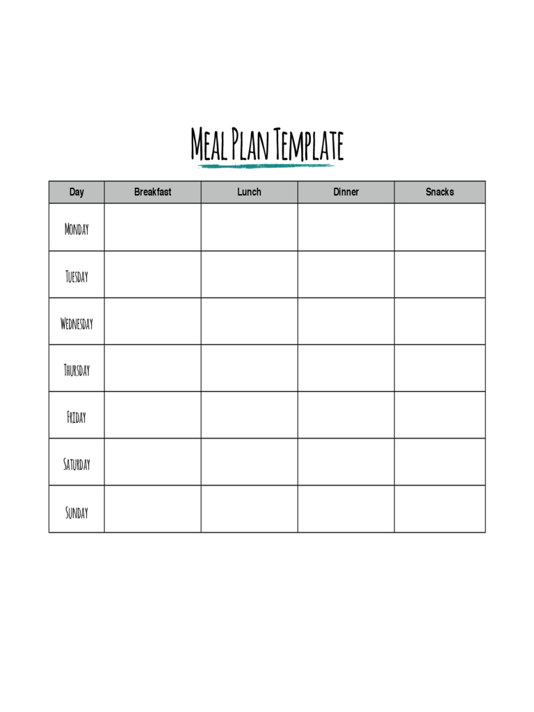 Meal Planner Template – 7 Free Templates In Pdf, Word, Excel With Meal Plan Template Word