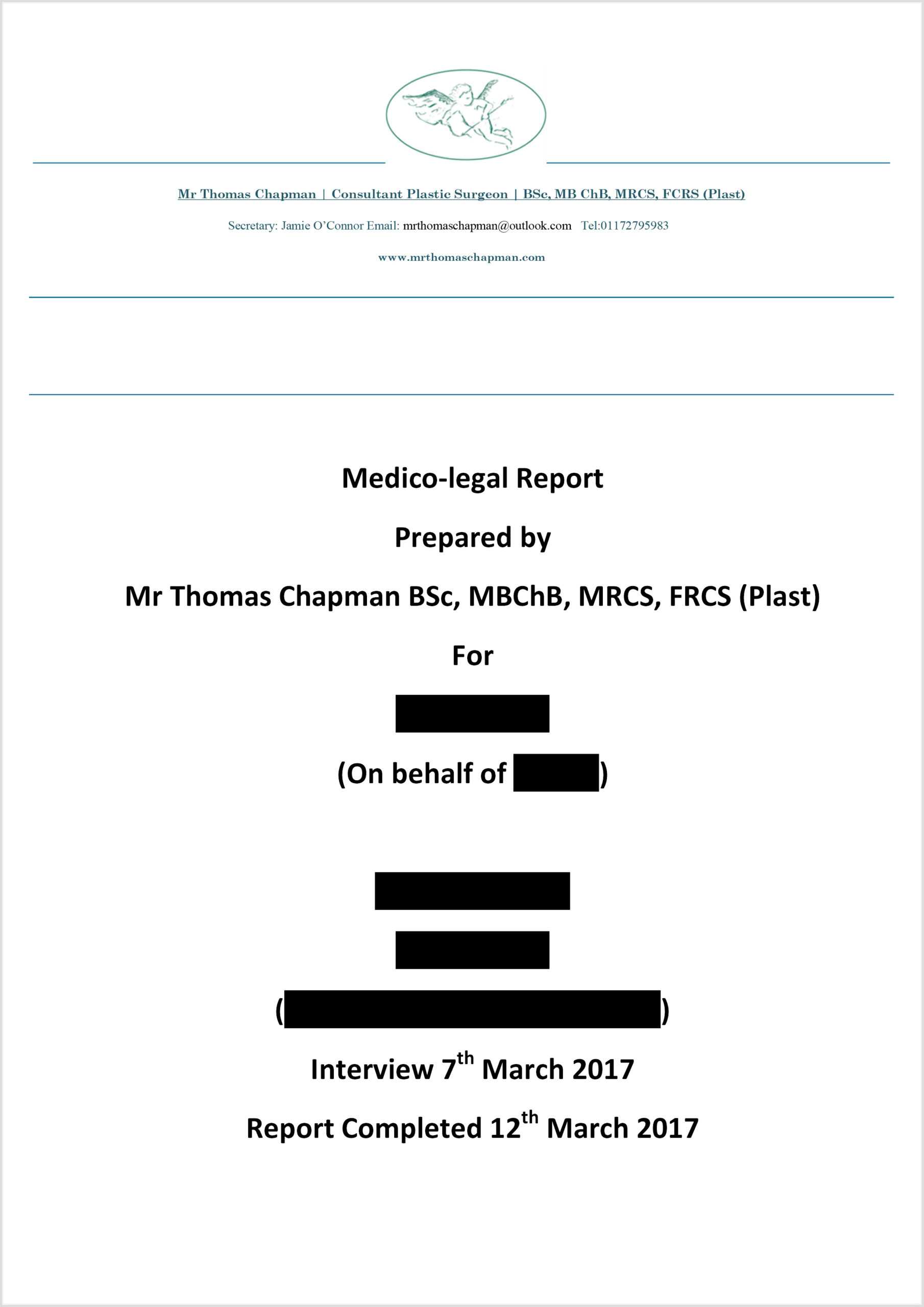 Medicolegal Reporting – Mr Thomas Chapman With Regard To Medical Legal Report Template