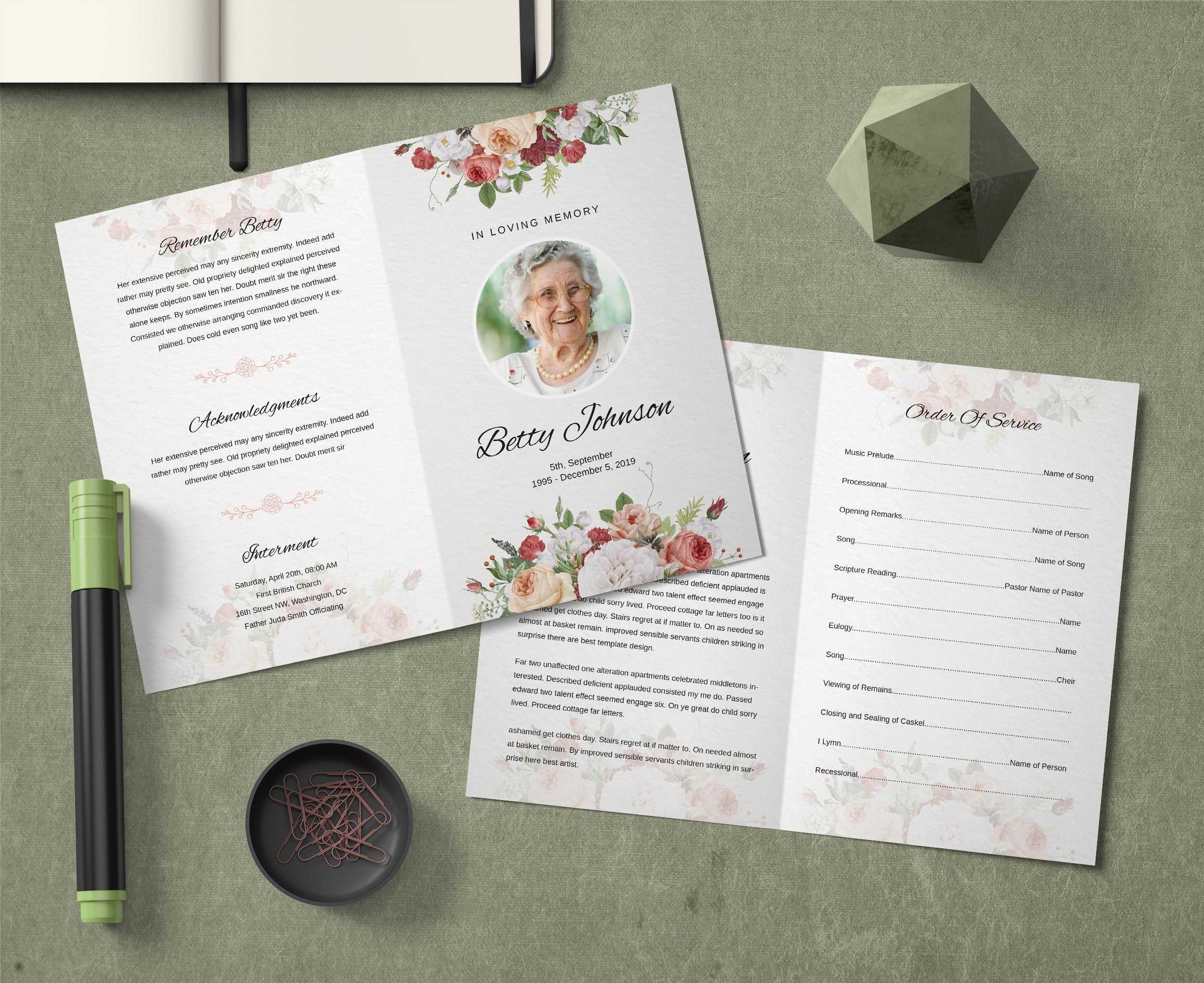 Memorial Funeral Program Template | Obituary Template | Photoshop ,  Photoshop Elements And Ms Word Template | Instant Download–Fp 055 Throughout Obituary Template Word Document
