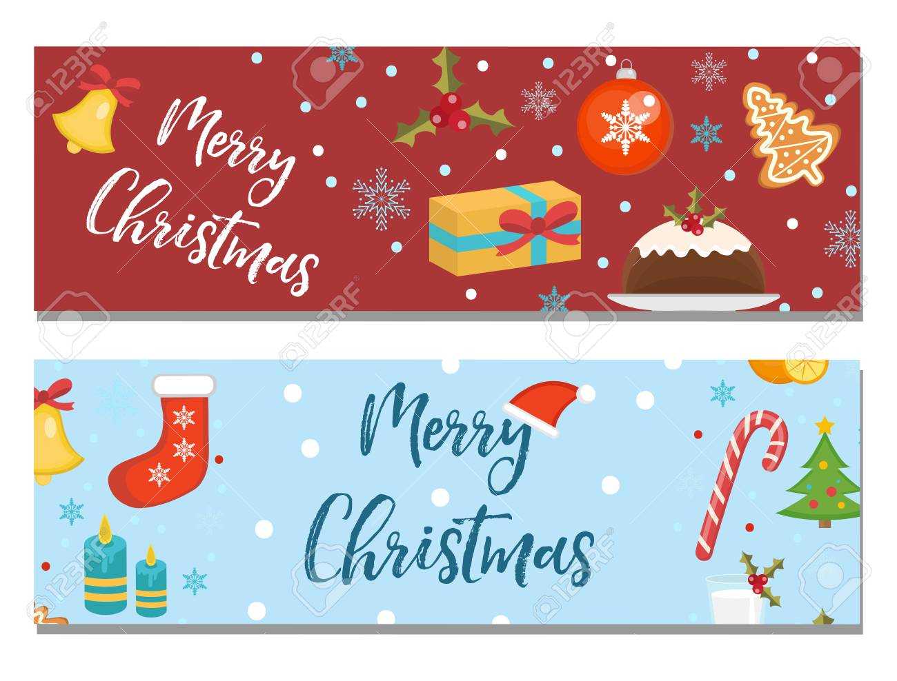 Merry Christmas Set Of Banners, Template With Space For Text Regarding Merry Christmas Banner Template