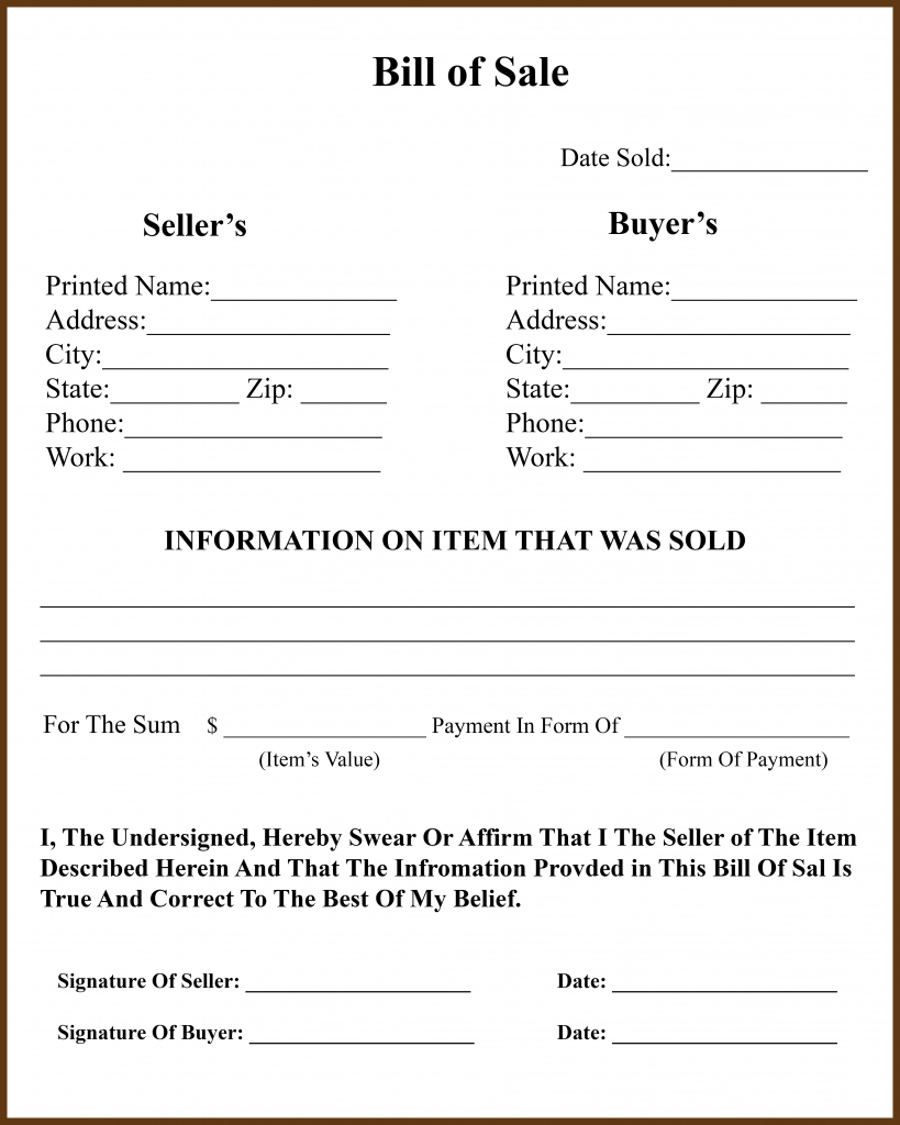 Michigan Bill Of Sale Form For Dmv, Car, Boat – Pdf & Word With Regard To Vehicle Bill Of Sale Template Word