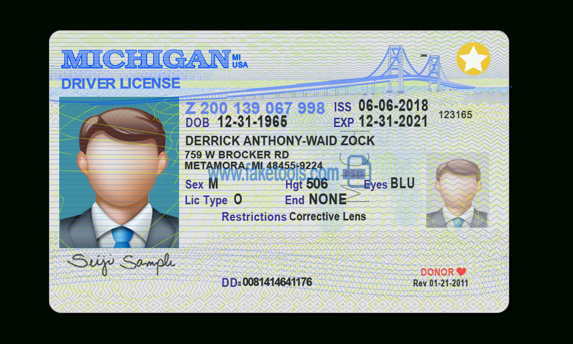 Michigan Driver License Psd Template Regarding Blank Drivers License Template