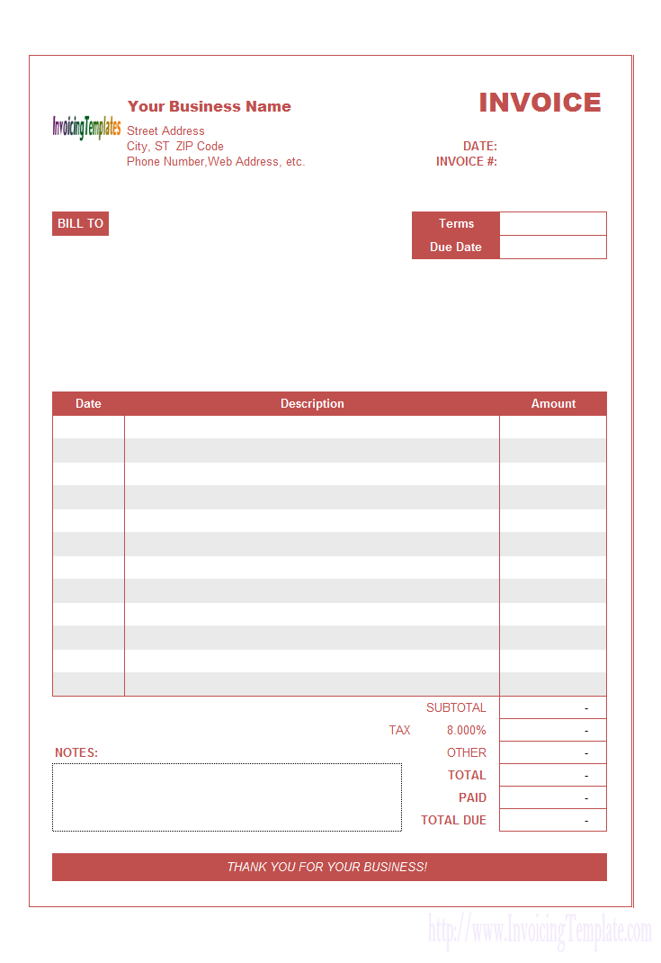 Microsoft Office Invoice Templates For Excel - Dalep In Microsoft Office Word Invoice Template