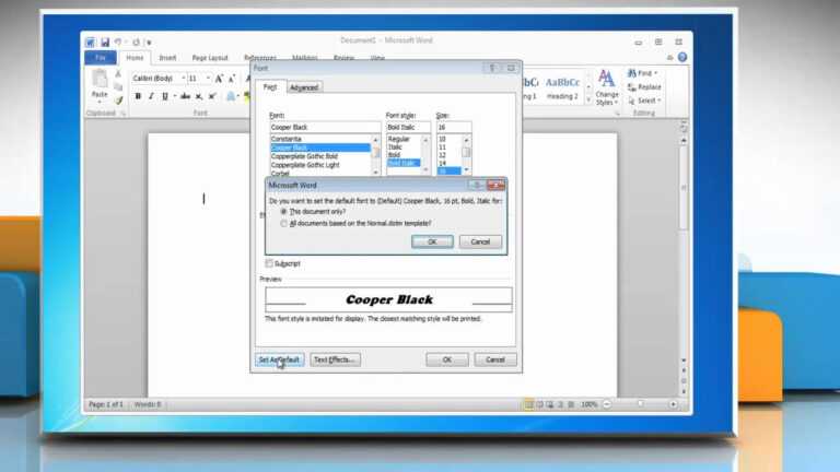 Microsoft Word 2010 How To Change The Default Font Inside Change The 