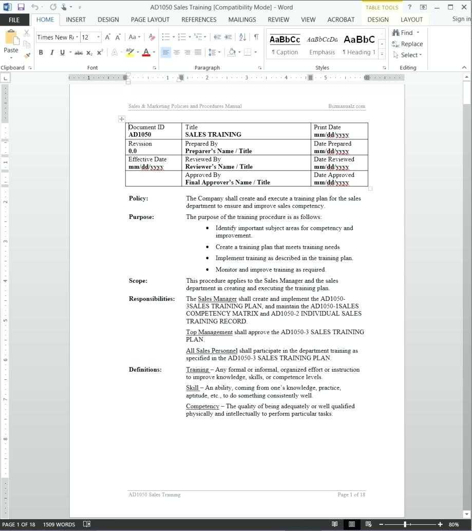Microsoft Word Handbook Template – Heartwork Regarding Training Manual Template Microsoft Word