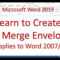 Microsoft Word Mail Merge Envelope (Word 2013/2016) With Regard To Word 2013 Envelope Template