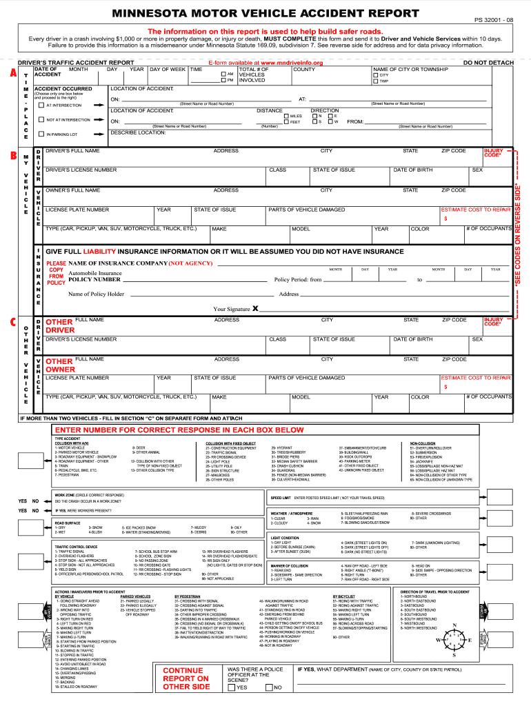 Minnesota Accident Report – Fill Out And Sign Printable Pdf Template |  Signnow Throughout Vehicle Accident Report Template